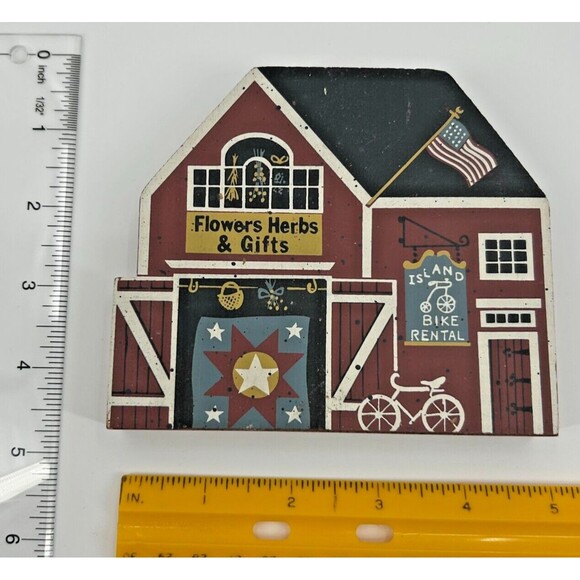 Vintage Wood Block Farm House~ Barn Shelf/Sill Sitter Ornament~ Cat's Meow Style - Picture 4 of 4